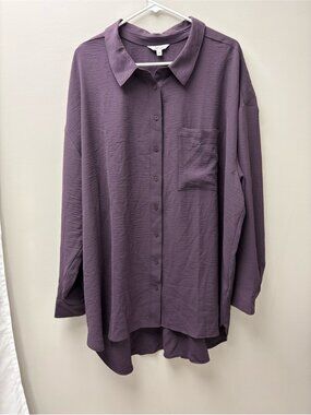 Reitmans Women’s Long Sleeve Button-Down Deep Purple Blouse
